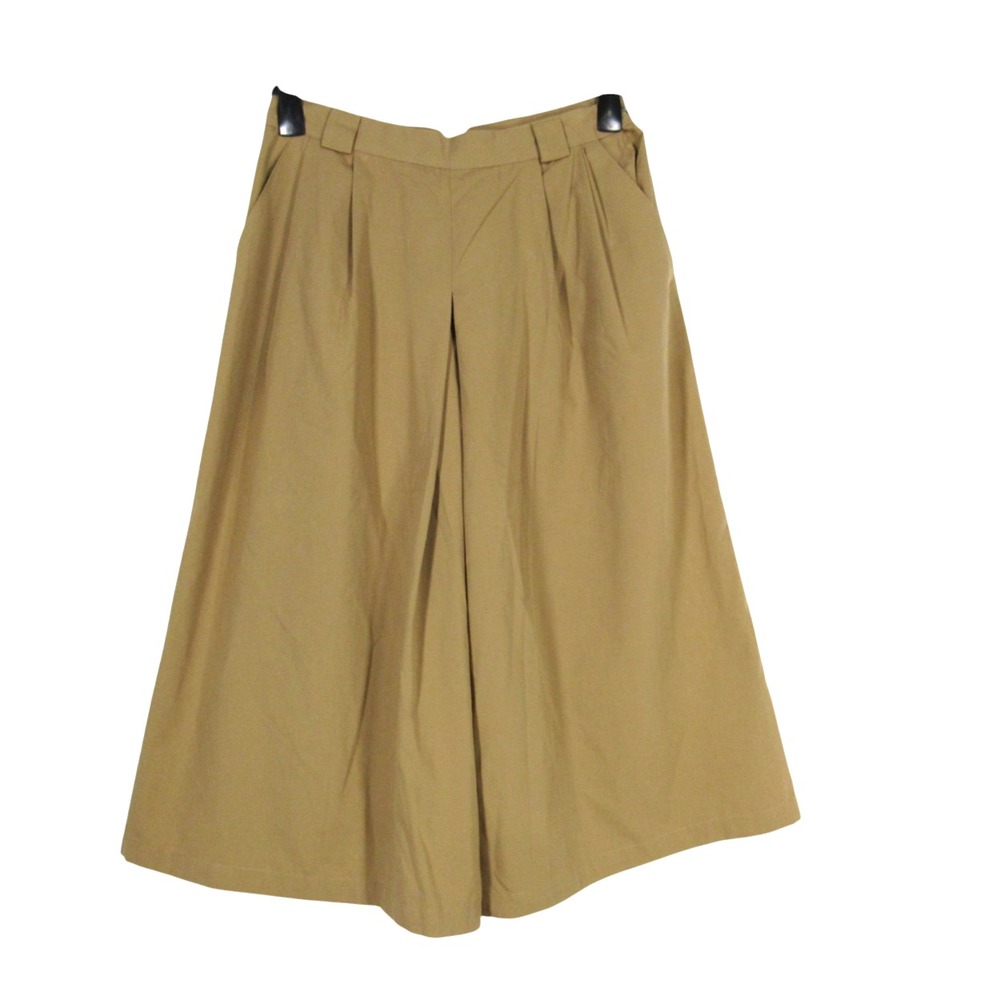 NWT CHAUS Tan TWILL Pleated SIDE POCKETS Wide Legs CROPPED CULOTTES PANTS Sz 16W